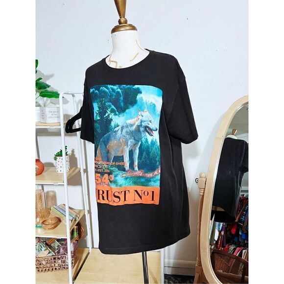 Wild Wolf Black Printed T-Shirt - Picture 1 of 5